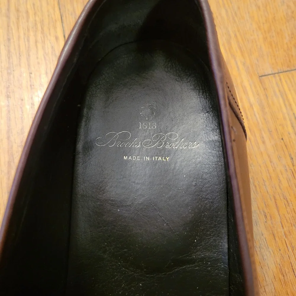 1818 Brooks Brothers 10.5 Penny Loafers Brown Leather Italy Dark Academia Preppy